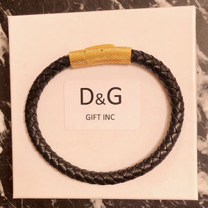 New D & G Black Braided Leather Bracelet